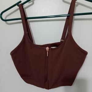 Athleta Y2K Halter Zip And Snap up Front  Adjustable Straps Back Closure